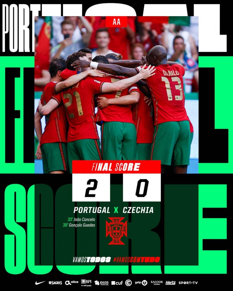 歐國聯賽葡萄牙2-0捷克，坎塞洛進攻破門，B席助攻格德斯再下一城