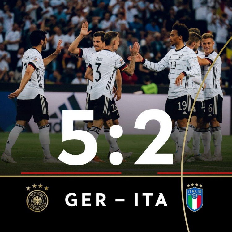 歐國聯賽德國5-2大勝意大利，穆勒成功破門，維爾納梅開二度